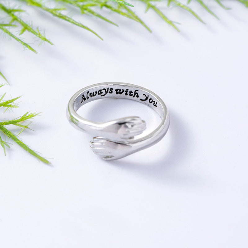 Silver Rose Gold Always With You Hug Rings For Women Men