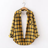 Plaid Shirt Women Loose Long Sleeve Blouses Cotton Flannel Casual Shirt Women