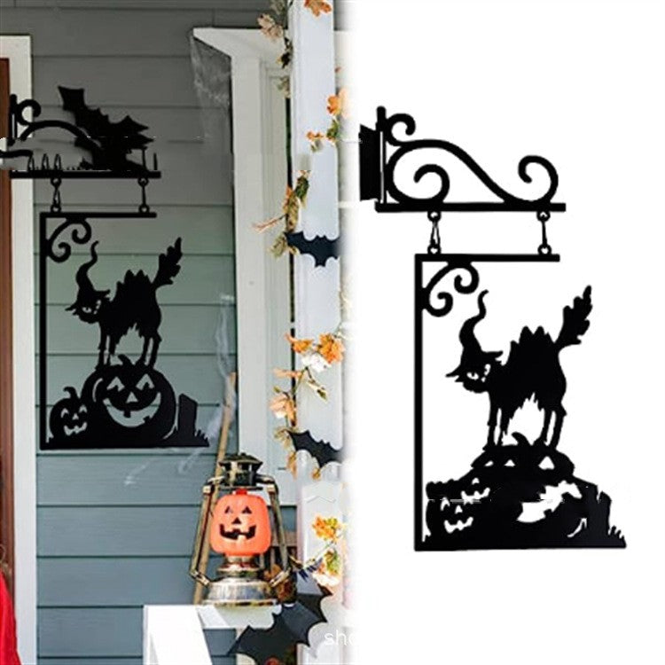 Halloween Courtyard Black Cat Witch Ghost Metal Decorations - Minihomy