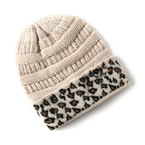 Beanie Women's Warm Leopard Print Knitted Hat Winter