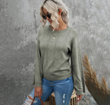 Women's Loose Pullover Long Sleeve Solid Color Sweater