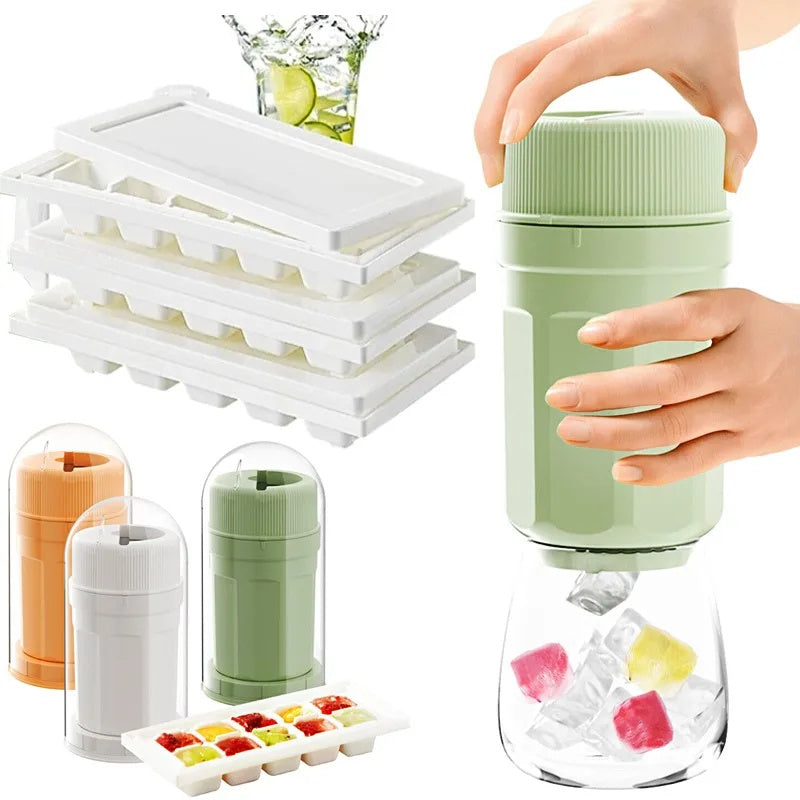 Twisting Ice Cup Rotating Release Ice Cube Trays Rotation With Cover Ice Block Mold For Freezer Home Refrigerator Storage