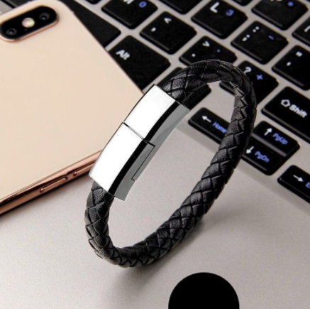 Bracelet Charger USB Charging Cable - Wearable Data Cable for iPhone 14, 13 Max, and Android Devices