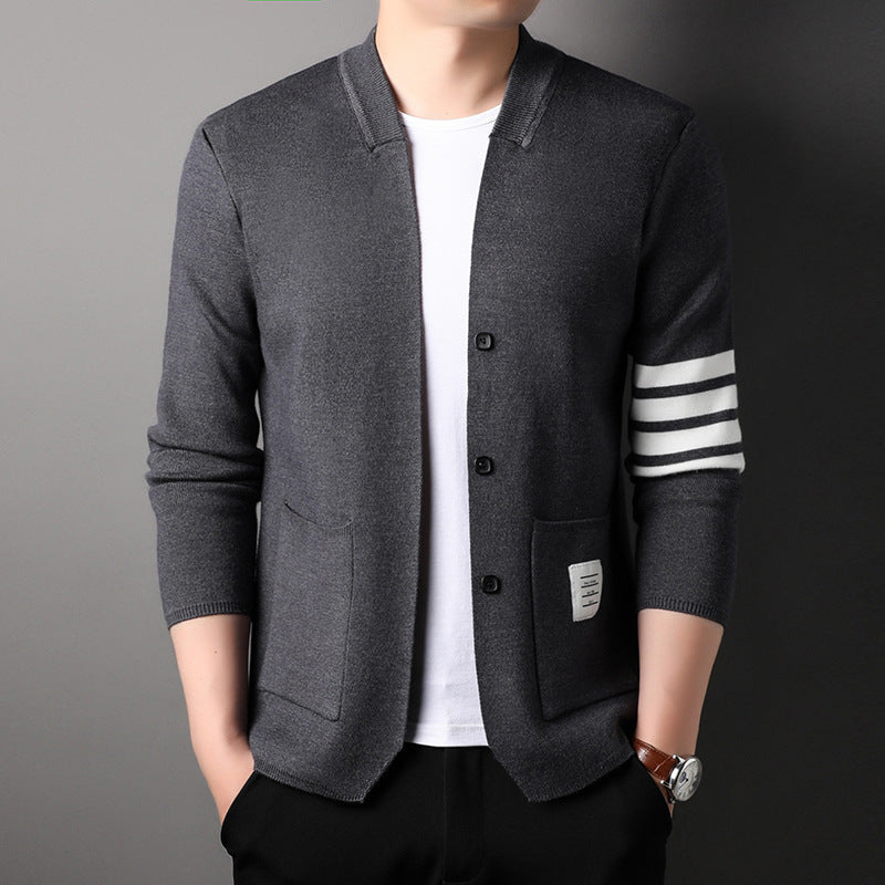 Men's Long-sleeved V-neck Slim-fit Cardigan Coat