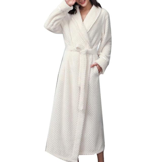 Winter Sleep Bath Robe Women Men Warm Fleece Robes