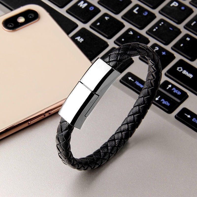 Bracelet Charger USB Charging Cable - Wearable Data Cable for iPhone 14, 13 Max, and Android Devices