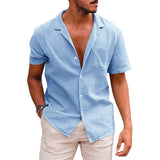 Men's Tops Casual Button Down Shirt Short Sleeve Beach Shirt Summer