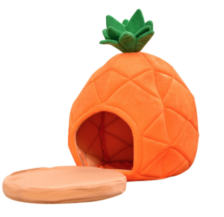 Cute Pet Bed House Winter Warm Mat Kennel Pineapple Shaped Soft Sponge