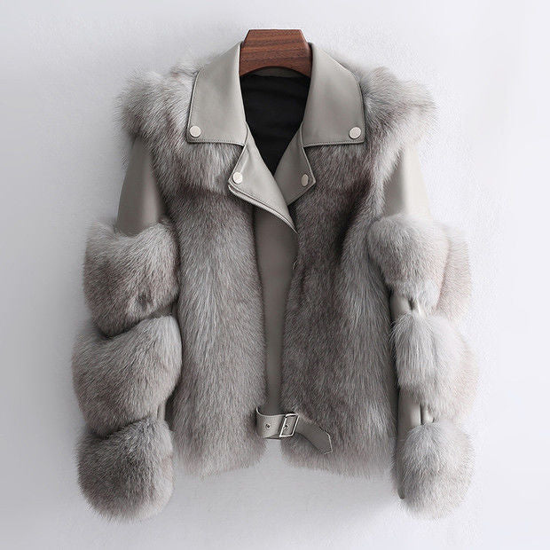 Women's Imitation Fur Motorcycle Coat - Autumn And Winter Collection