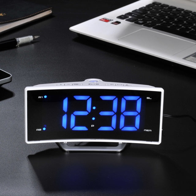 Curved Screen Projection Alarm Clock - Minihomy