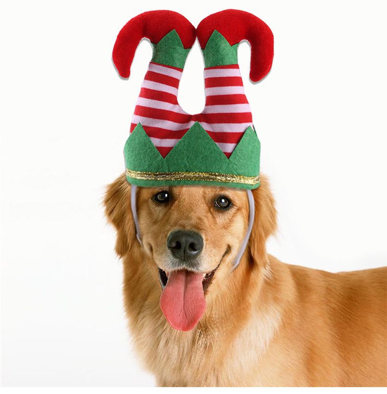 Pet Christmas Dress Up Dog Christmas Hat Pet Funny Striped Clown Hat