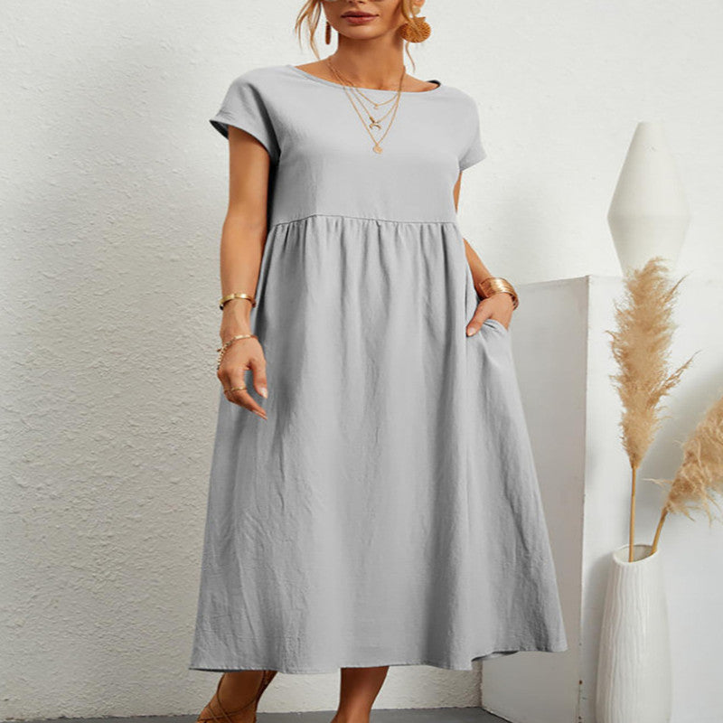 Solid Color Sleeveless Loose Cotton Linen Pocket Dress: Effortless Style for Every Occasion