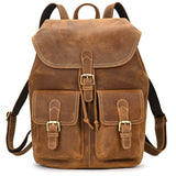 Casual Retro Crazy Horse Leather Travel Backpack - Minihomy