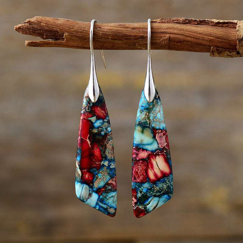 Bohemian Emperor Stone Geometric Pendant Earrings - Minihomy