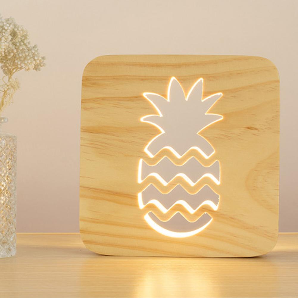 LED Wooden Pineapple Night Light USB - Minihomy