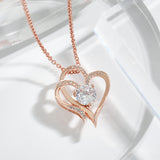 Zircon Double Love Necklace With Rhinestones - Ins Personalized Heart-shaped Necklace