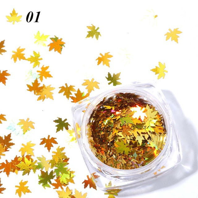 Gradient Maple Leaf Nail Sequins: Add a Touch of Autumn Glam