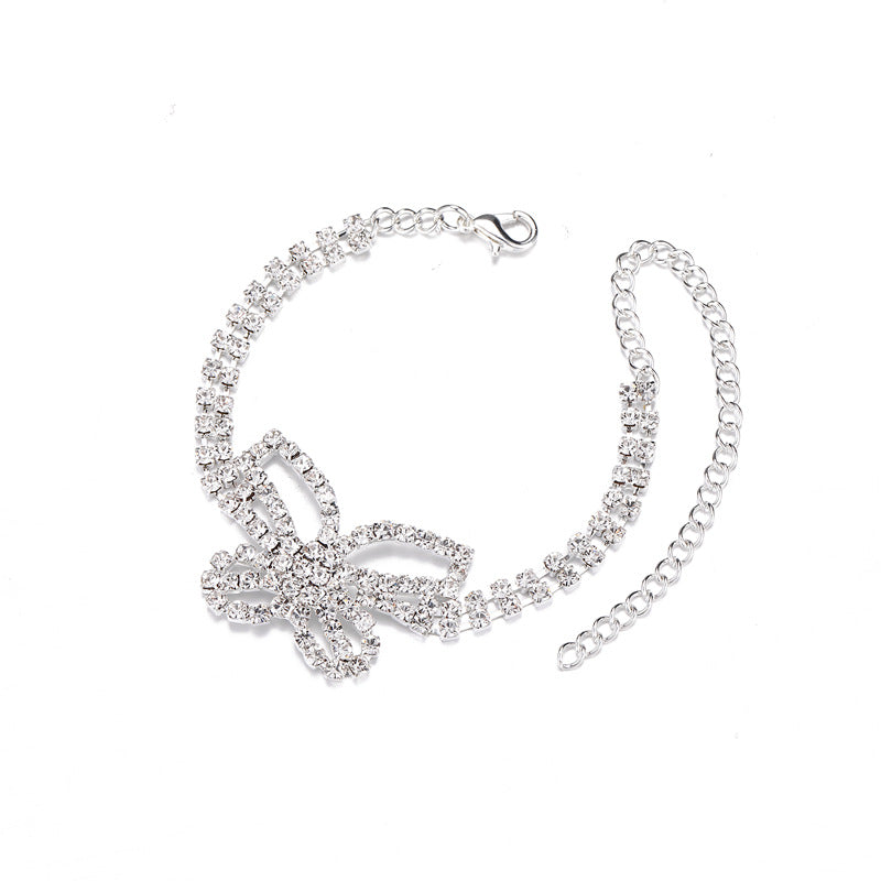 Full Diamond Butterfly Anklet Multi-layer Rhinestone Anklet