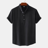 Casual Solid Color Shirt Short Sleeve Shirt Beach T-Shirt Men Tops Summer