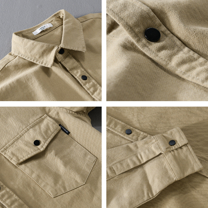 Fall Men's Clothing Long Sleeve Simple Workwear Shirt