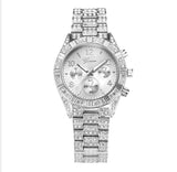 Women's Crystal Quartz Watch - Stainless Steel Luxury Analog Wristwatch