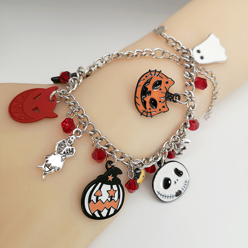 Halloween Bracelet With Pumpkin Skull Ghost Funny Jewelry - Minihomy