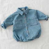 Fall denim jumpsuit for baby girls