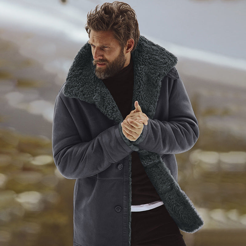 Warm mid-length men's coat