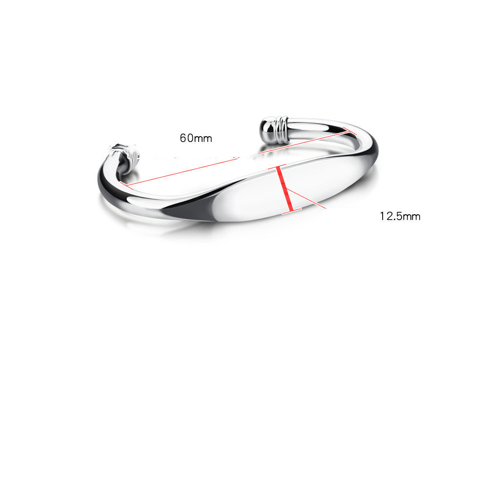 Simple Glossy Bracelet 925 Silver Plated Men And Women Couple Bracelets