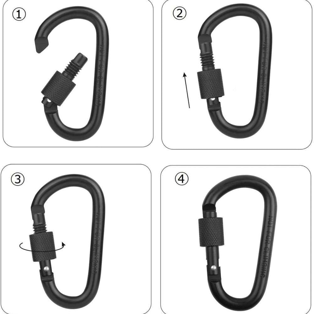 Heavy-Duty 8CM D-Ring Carabiner - Aluminum Alloy - 8kN