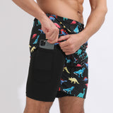 Gradient Printed Beach Shorts - Double Layer Casual Sport Shorts