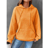 Waffle Hoodie Women's Sports Sweatshirt Casual Long Sleeve Tops