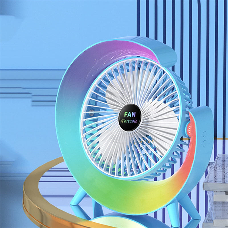 New Bright Night Light Charging Fan Desktop Silent Mini Electric Fan Portable Fan USB - Minihomy