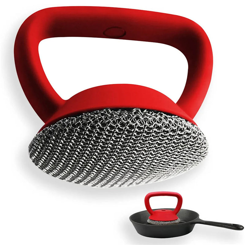 Cast Iron Scrubber 316 Stainless Steel With Handle Steel Wool Scrubber