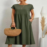 Solid Color Sleeveless Loose Cotton Linen Pocket Dress: Effortless Style for Every Occasion