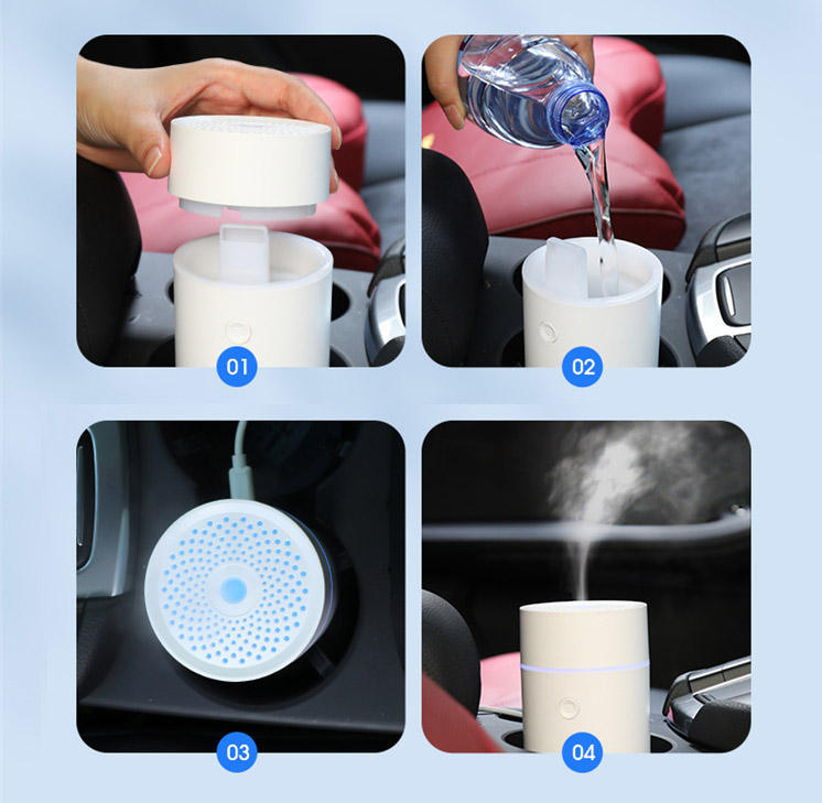 Car Diffuser Aroma Ultrasonic Water Mist Humidifier Lighting Oils Diffuser Car Aroma Diffuer Humidifier - Minihomy