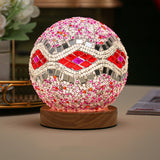 Small Night Light Bohemian Style Rechargeable Table Decorative Glass Lamp