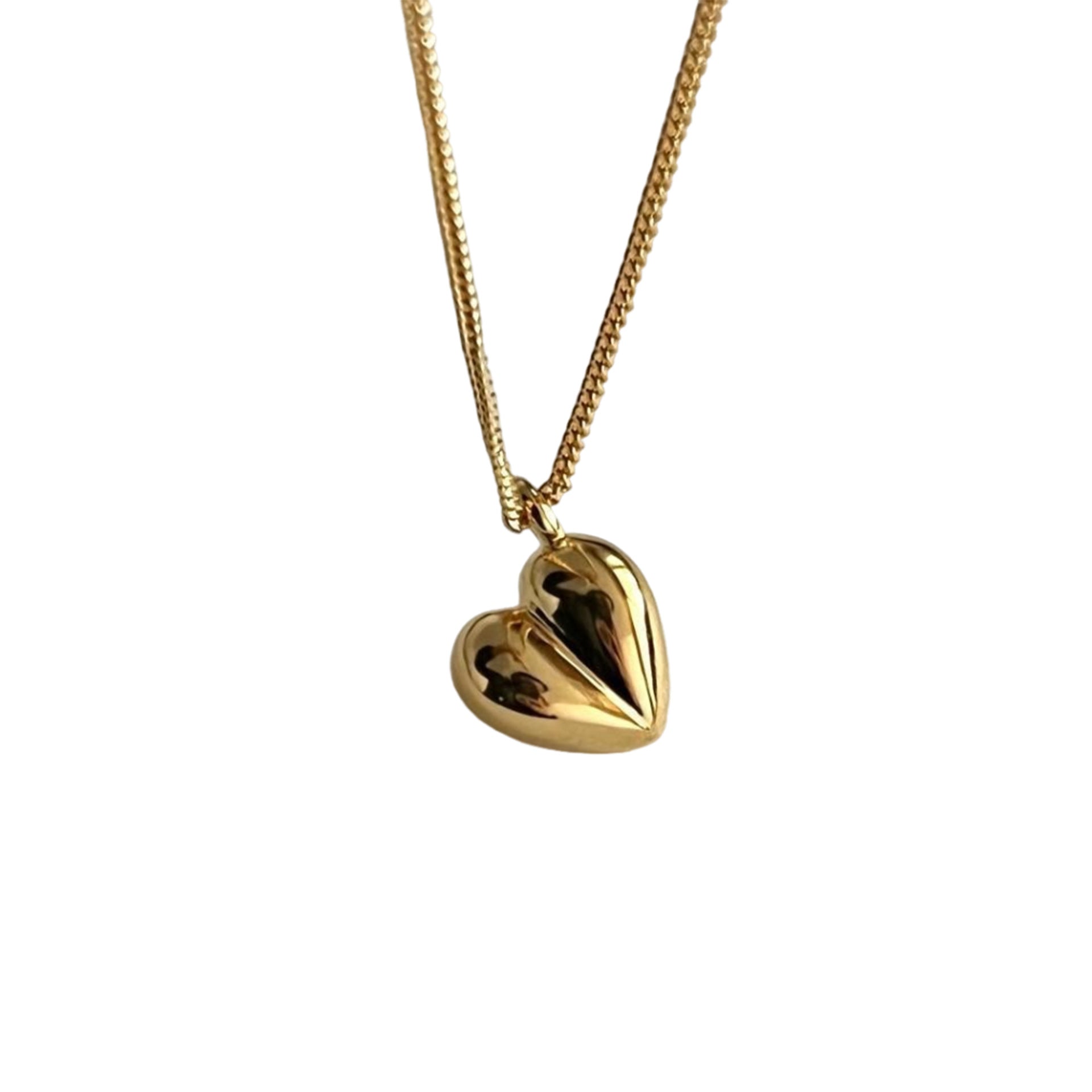 925 Loving Heart In Sterling Silver INS Three-dimensional Gold Ornament Simple Necklace - Minihomy