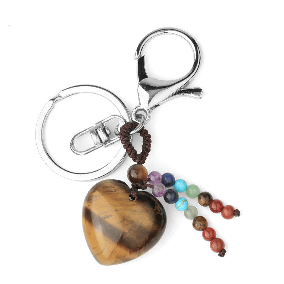 Love Natural Stone Crystal Keychain