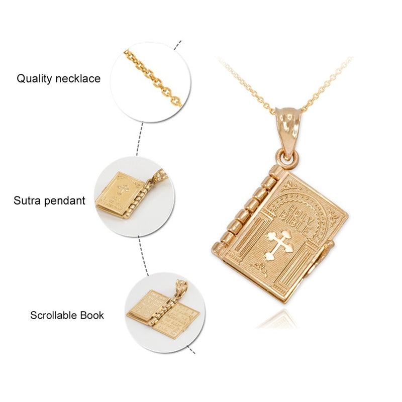 Religion Necklace Openable Holy Bible Book Pendant Necklaces