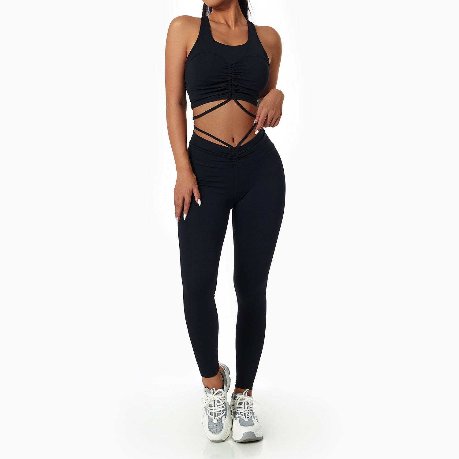 Women's Gym Drawstring Lapel Sports Fitness Clothes