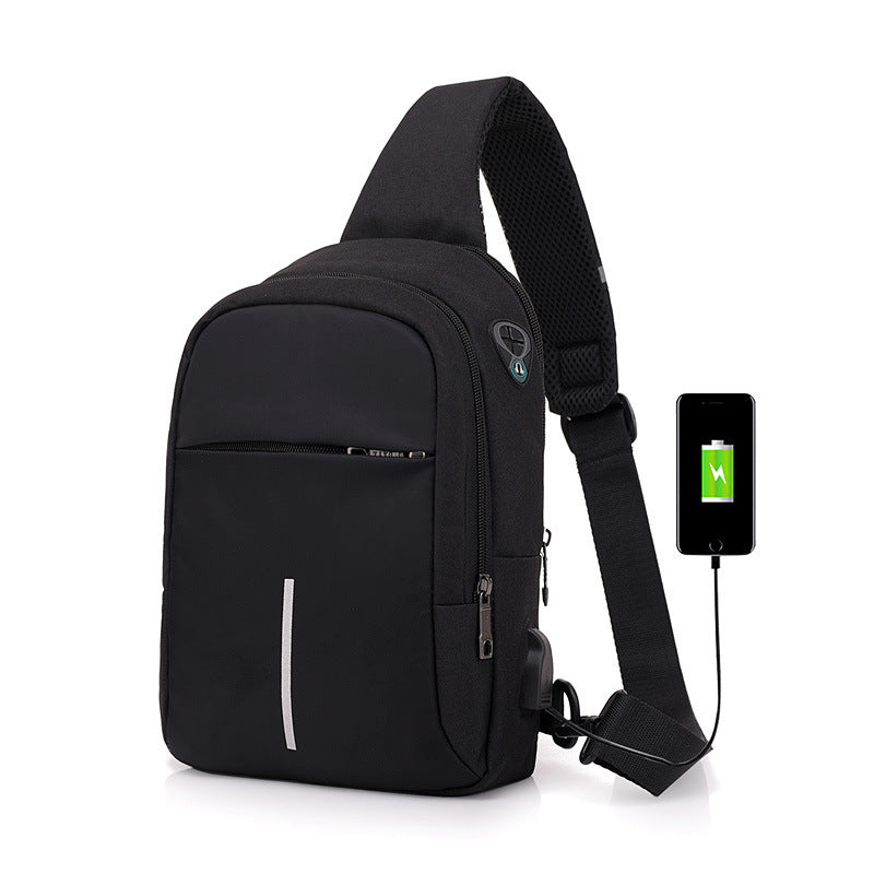 Leisure Travel Waterproof Men's USB Charging Slanted Chest Bag