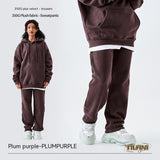 Fleece-lined Thick Loose Solid Color Sweatpants