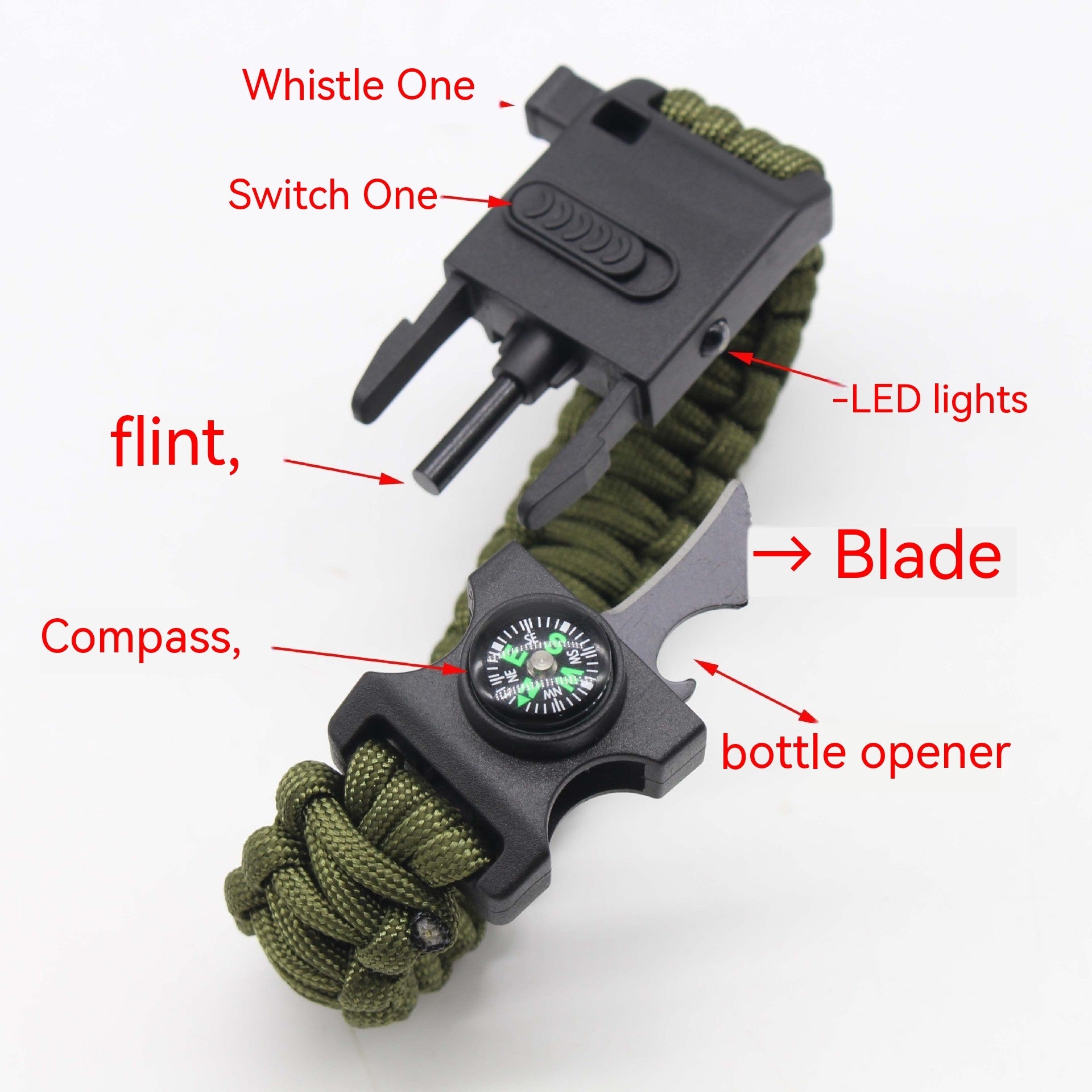 Outdoor Multifunctional Paracord Bracelet Lighting Lamp