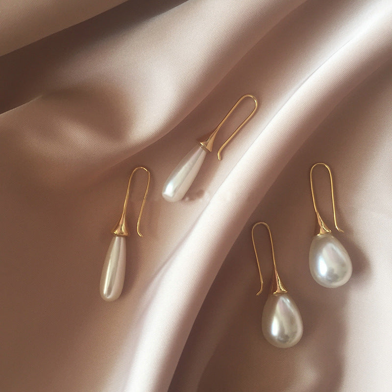 Waterdrop Pearl Simple Personality Earrings - Long 4.5cm/1cm, Short 4cm/1.2cm