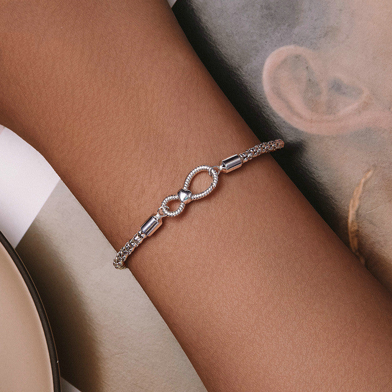 S925 Sterling Silver Minimalist Infinite Loop Women's Bracelet