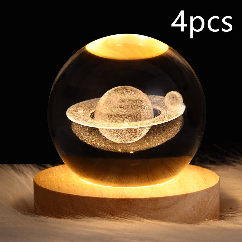 LED Night Light Galaxy Crystal Ball Table Lamp - 3D Planet Moon Lamp for Bedroom Home Decor