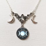 Triple Moon Silver Necklace