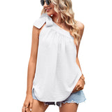 Cross-border Women's Clothing Shoulder Lace-up Bow Top One-shoulder Vest