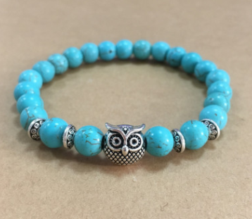 Natural Stone Owl Head Yoga Bracelet - Minihomy